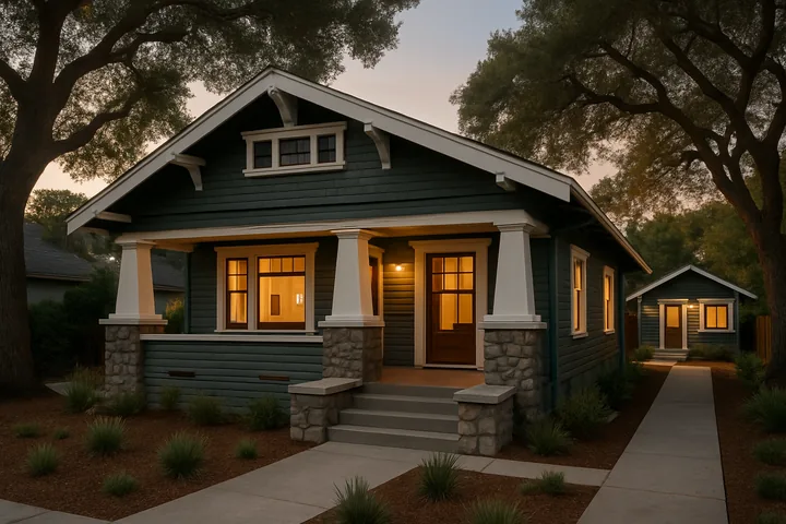 Illustrative Highland Park Los Angeles craftsman with ADU